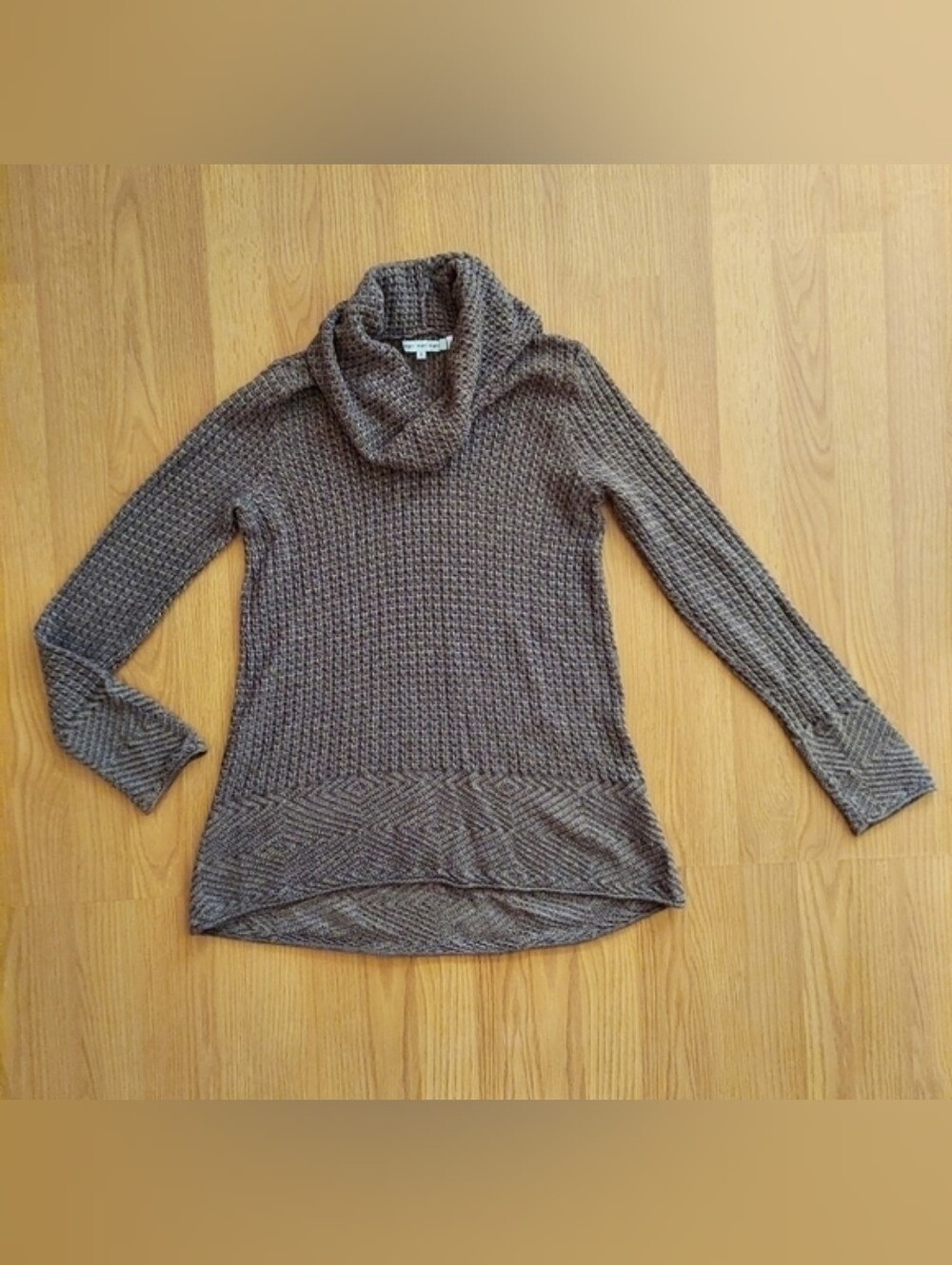 Women's brown cowl neck sweater 100% cotton knit size small